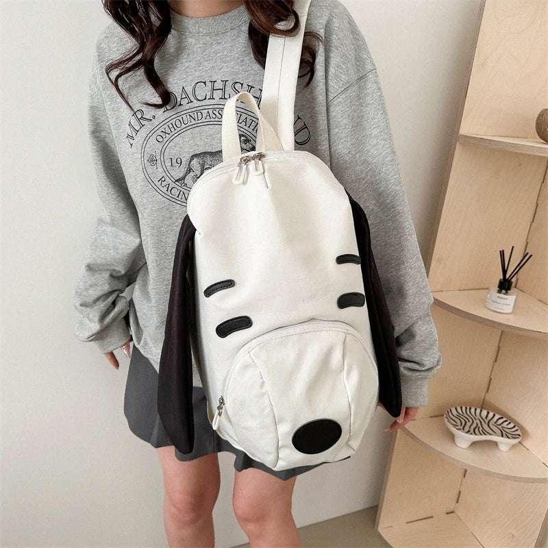 Cute Dog Canvas Backpack 2025 — Korean-Style Portable Student Travel Bookbag