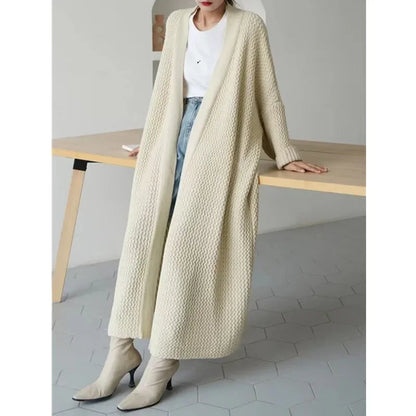 Thick Loose Long Cardigan Sweater Coat – Long Sleeve Warm Knit Outerwear, V-Neck Casual Office Jacket for Women, Fall & Winter