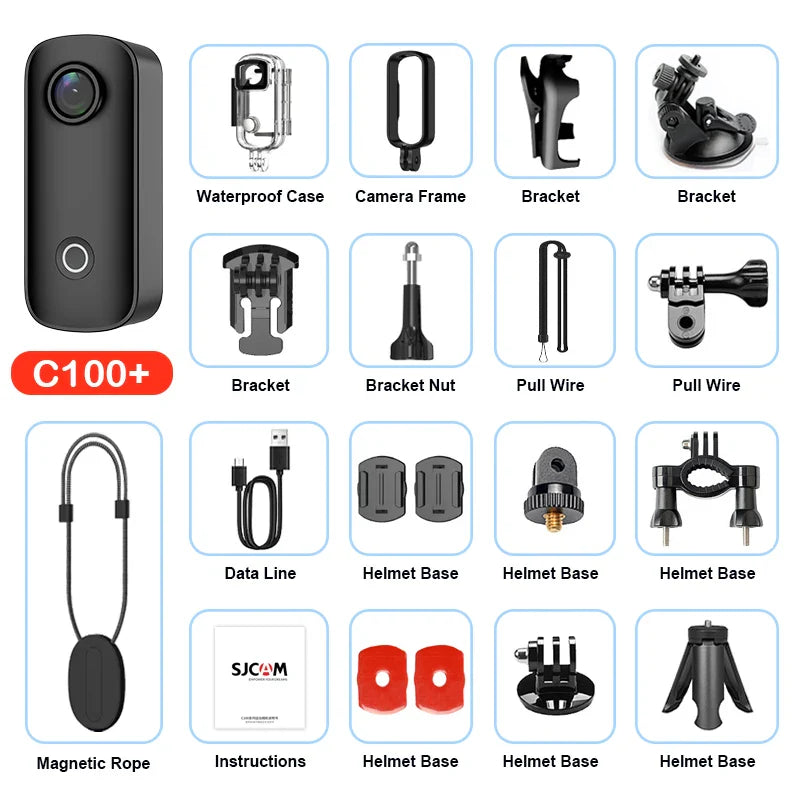 SJCAM C100/C100 Plus Mini Action Camera – 1080P & 4K WiFi Waterproof Sports DV Camcorder with H.265 Recording
