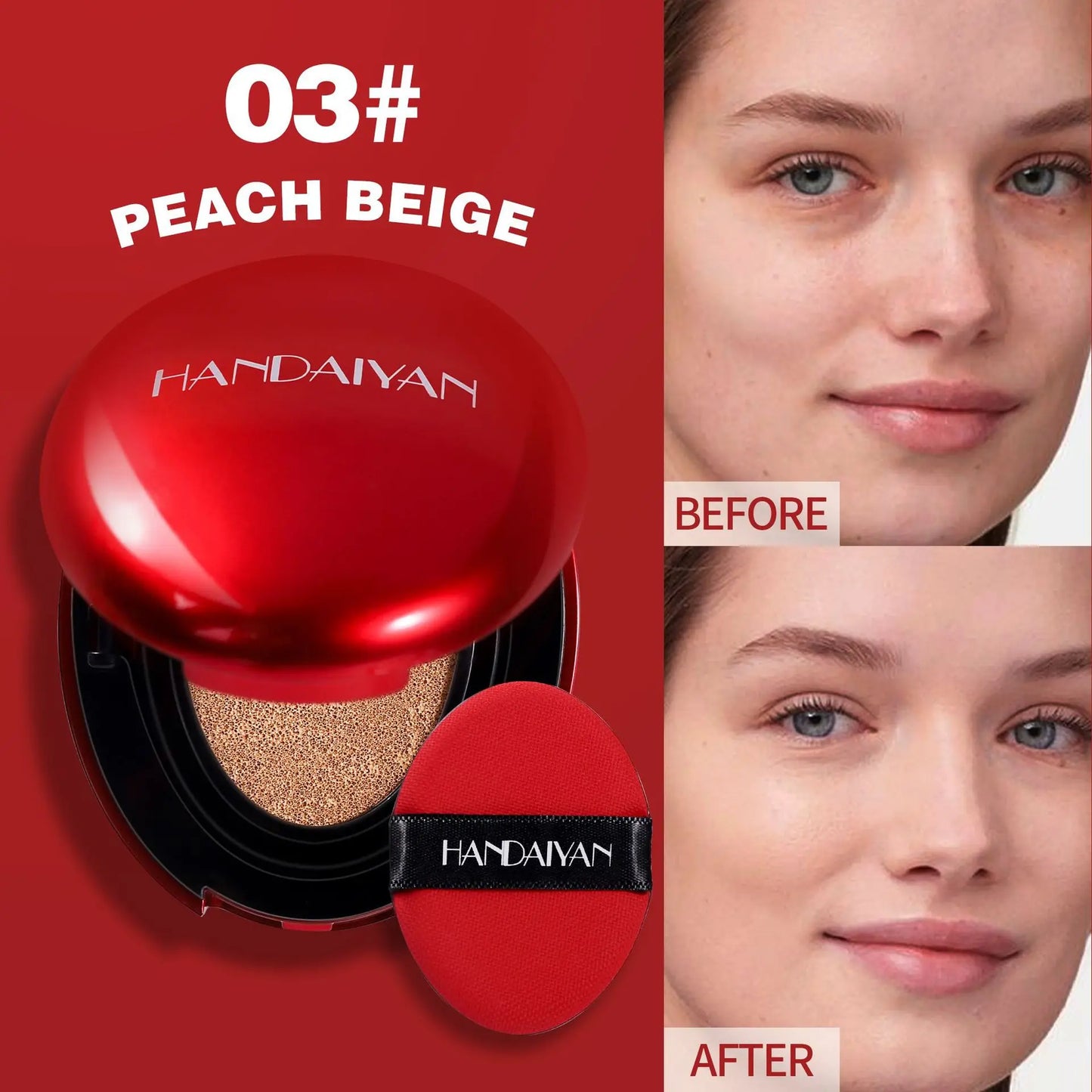 BB Cream Air Cushion Foundation - Full Coverage, Waterproof & Long-Lasting Brightening Makeup for Women - Korean Cosmetics