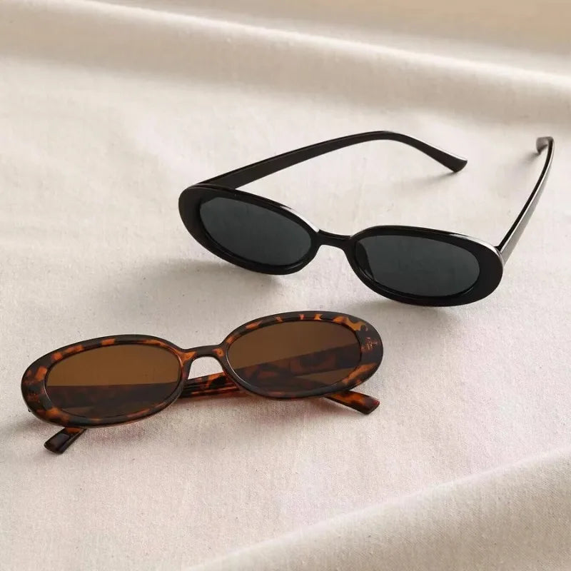 Vintage Small Oval Sunglasses for Women – Luxury Brand Designer Retro Black & Red UV400 Eyewear