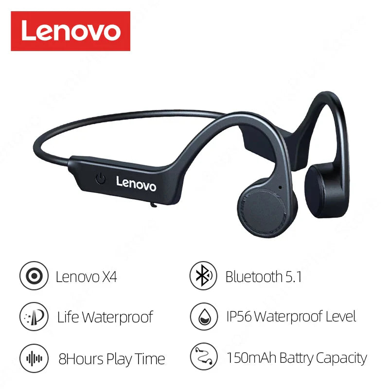 Lenovo X3 Pro Bone Conduction Earphones – Wireless Bluetooth HiFi Ear-Hook Headset with Mic, Waterproof Earbuds
