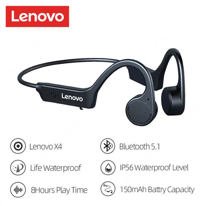 Lenovo X3 Pro Bone Conduction Earphones – Wireless Bluetooth HiFi Ear-Hook Headset with Mic, Waterproof Earbuds