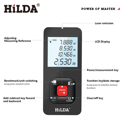 HILDA Laser Distance Rangefinder – 50M/100M/120M Professional Laser Measuring Tool