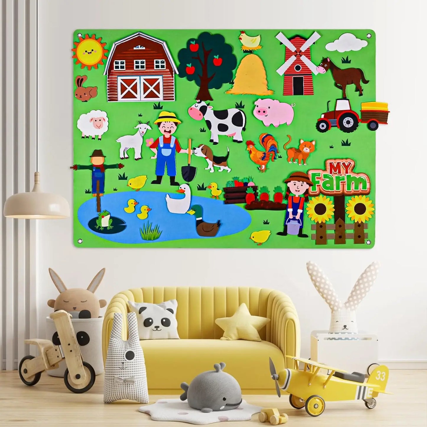 Farm Animals Felt Story Board Set – Interactive Early Learning Wall Puzzle Toys for Toddlers