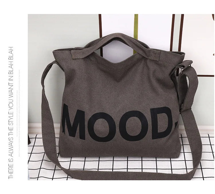 Women’s Tote Bag – Casual Canvas, Large Capacity Designer Handbag, Letters Shoulder & Crossbody Luxury Big Shopper Bag