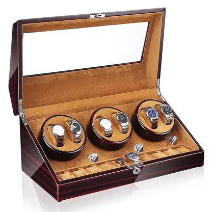 Luxury Rotatable Watch Winder Box – LED 13-Slot Display Case with Lock for 7+6 Watches