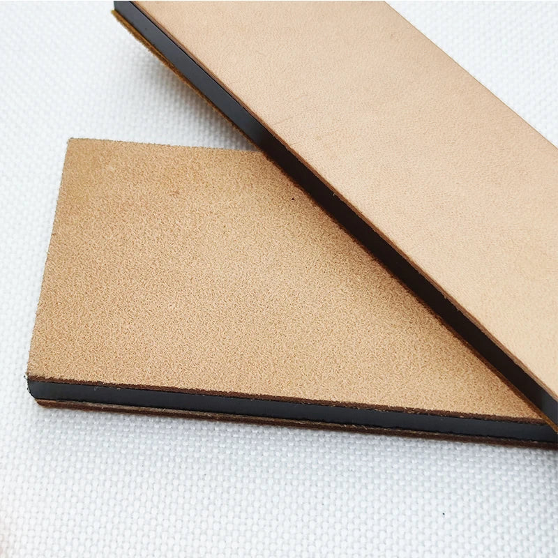 Handmade Wooden Handle Leather Sharpening Strop – Double-Sided Razor Knife Polishing & Home Sharpening Tool