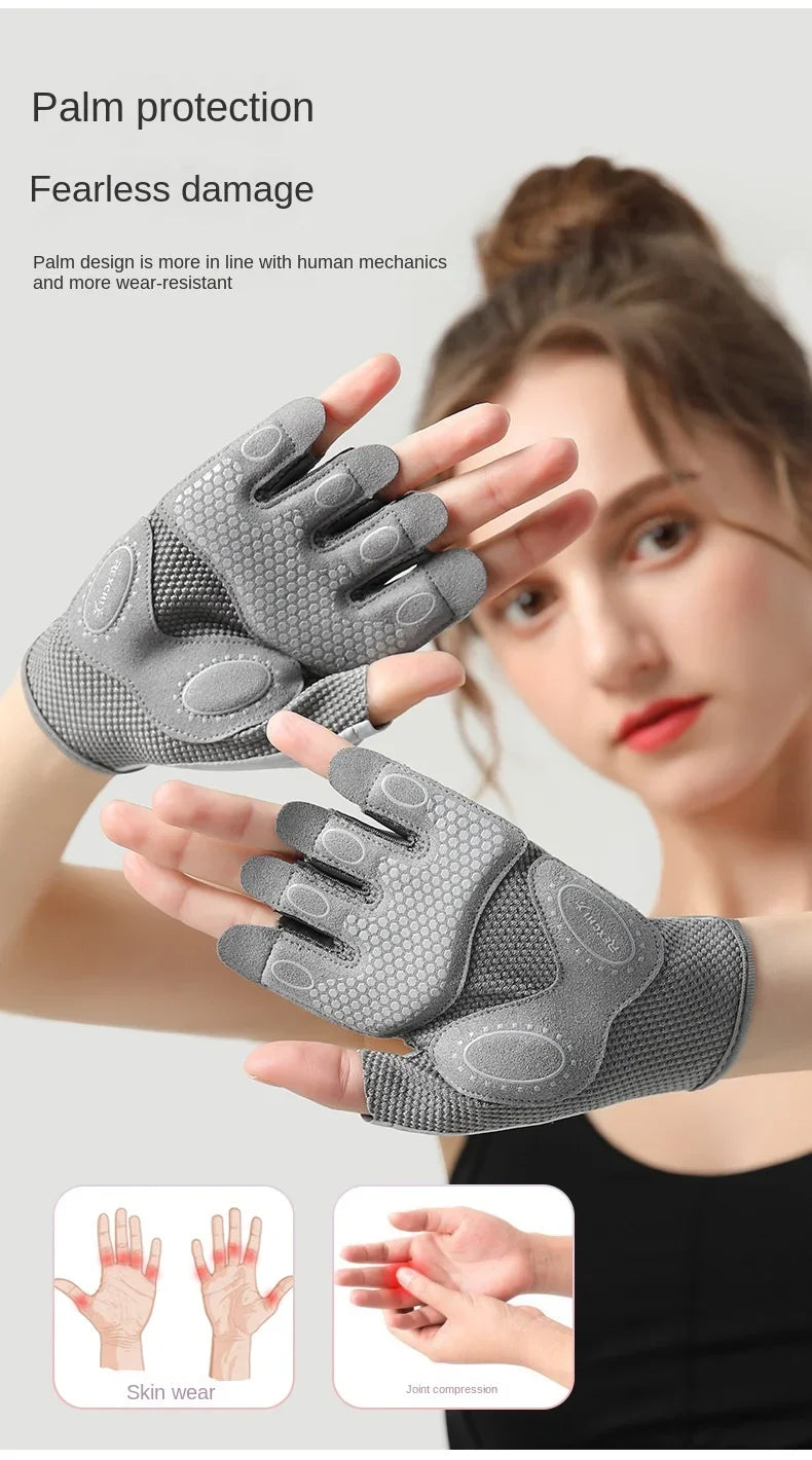 Women's Half Finger Sports Gloves – Anti-Slip, Shock-Absorbing, Breathable Fitness and Outdoor Gloves