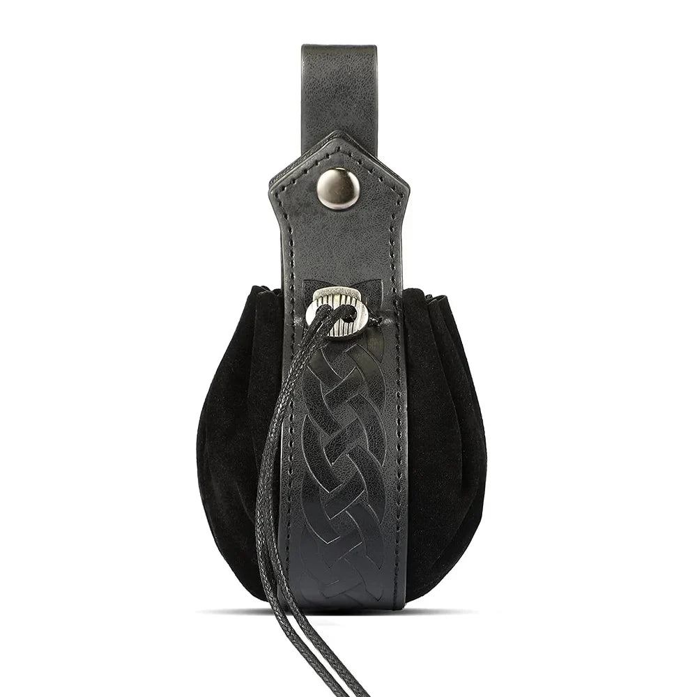 Medieval Elf Leaf Leather Belt Set – Glass Magic Bottle Case, Embossed Retro Leather Accessories for Halloween & Cosplay