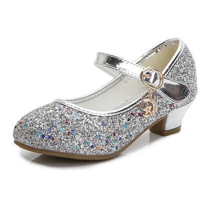 Girls Princess High Heel Shoes - Purple & Red Leather Party Dress Shoes for Kids Weddings & Special Occasions