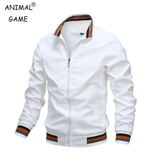 Men's Autumn and Winter Stand Collar Zipper Jacket - Waterproof Casual Windbreaker Bomber Coat for Outdoor Sports