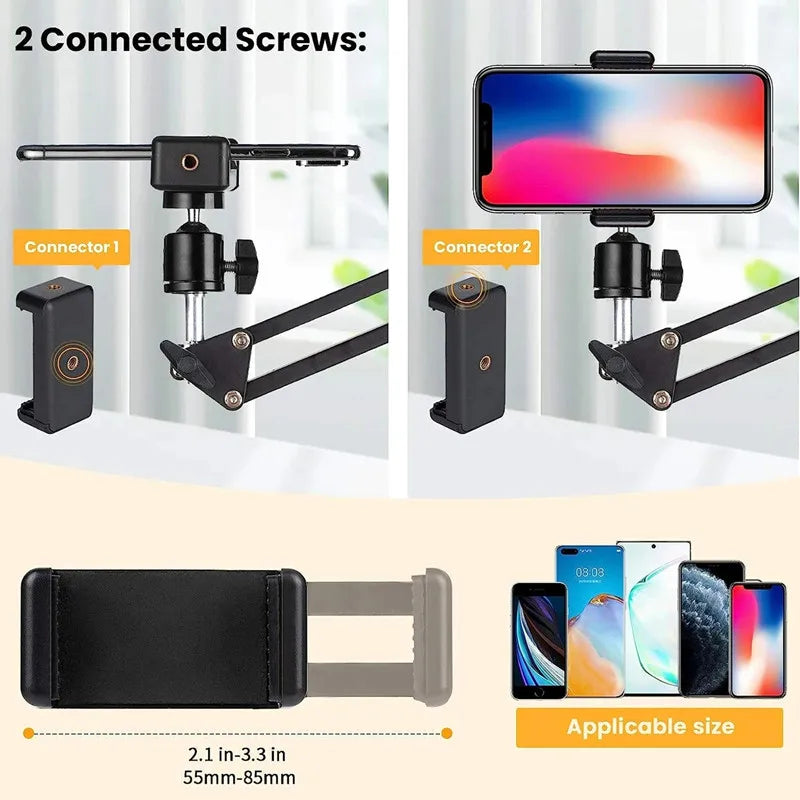 FGCLSY Flexible Arm Tripod for Phone – 360° Rotation, Foldable Table Stand for Desktop, Laptop, Online Video, Live Streaming, Overhead Shots