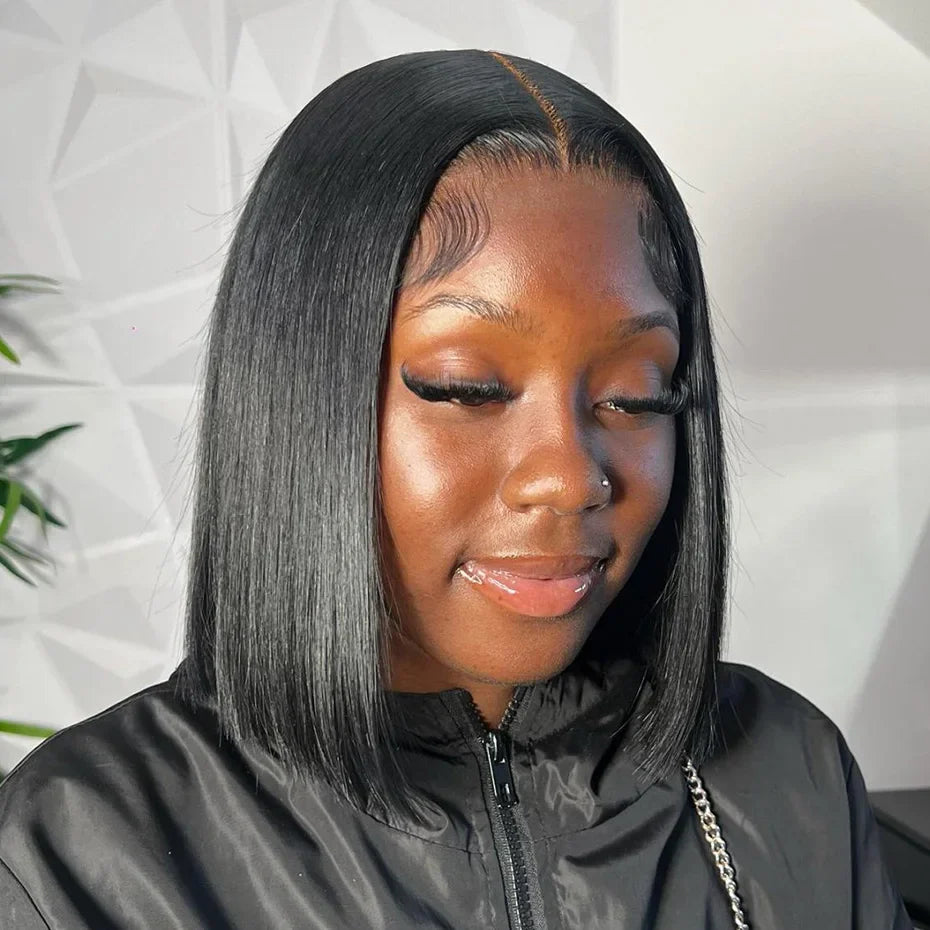 Raw Vietnamese Human Hair Lace Front Wig – 13x6 Bob, Straight Natural Black, 250% Density, 100% Human Hair