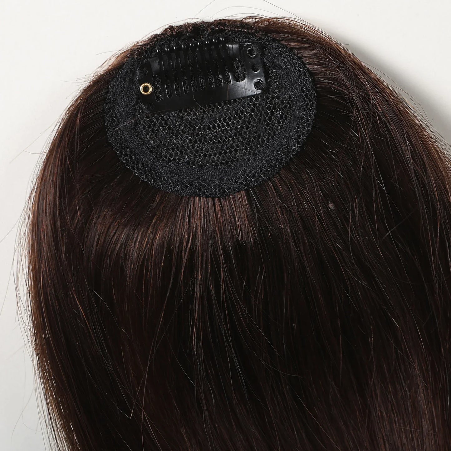 100% Human Hair Clip-In Bangs - Natural Brown Wispy Fringe with Temples, 4.5in Air Bang Hairpiece for Women