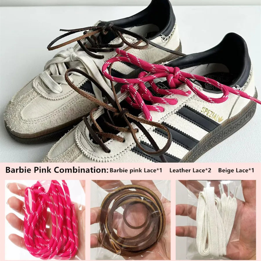 4PCS Vintage DE Leather Shoelaces Set – Round & Flat DIY Sports Casual Shoe Laces Combination