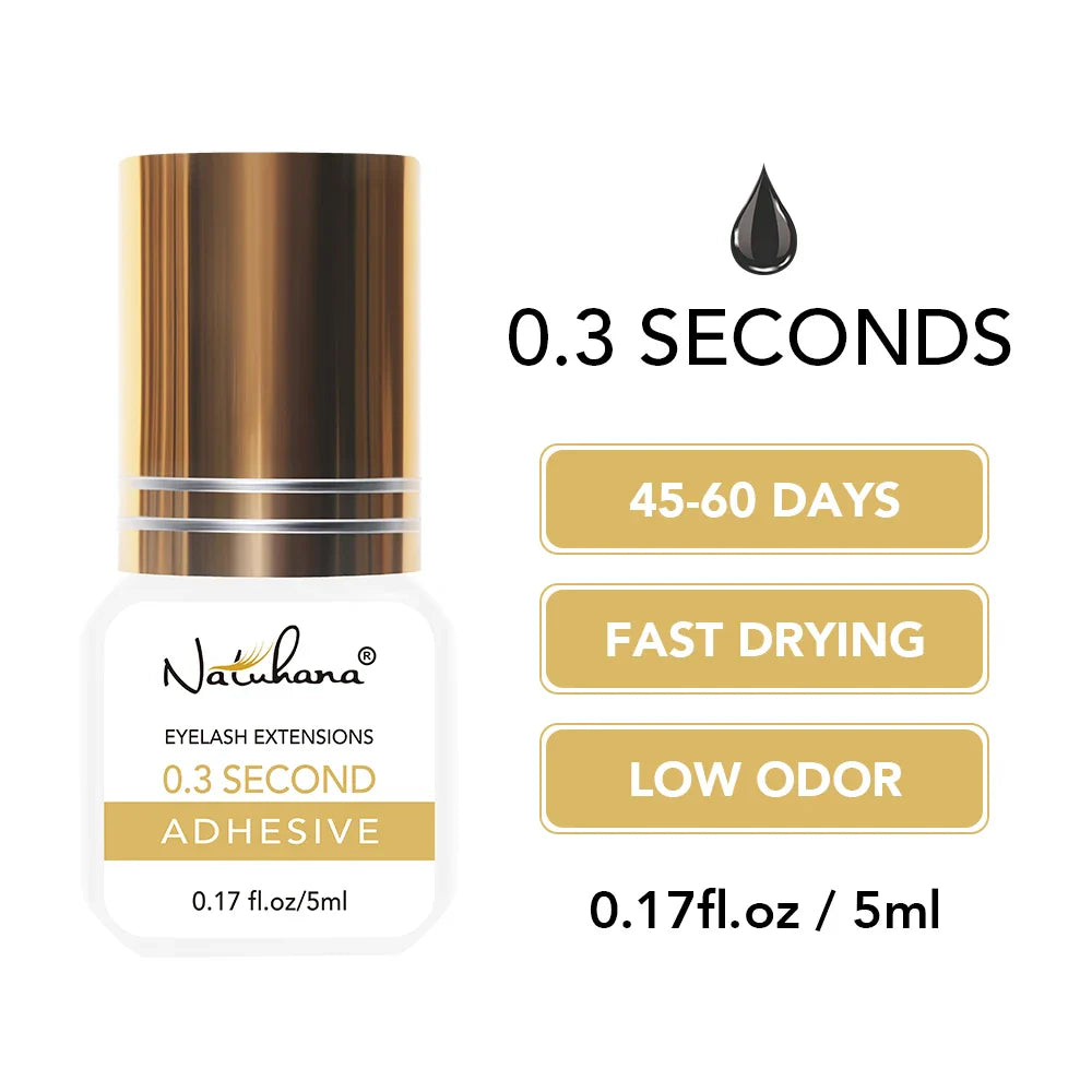 Professional Fast Dry Eyelash Extension Glue 5ml – Strong Hold 0.3s–3s Lash Adhesive for False Eyelashes & Salon Use