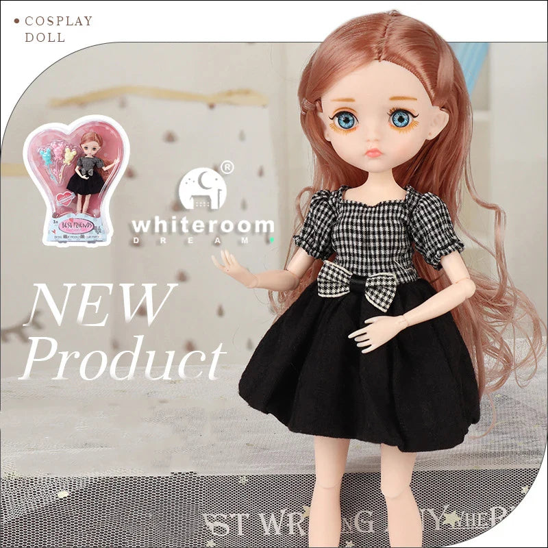 Slim 26cm BJD Doll for Girls – 13 Movable Joints with Princess Outfit, Blue Eyes & Eyelash Accessories