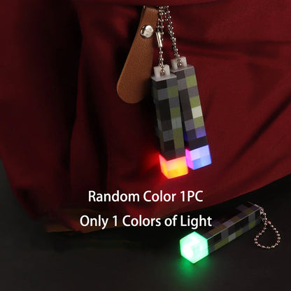 Pixel Mini Torch Keychain - USB Rechargeable LED Flashlight & Backpack Pendant Game Gift