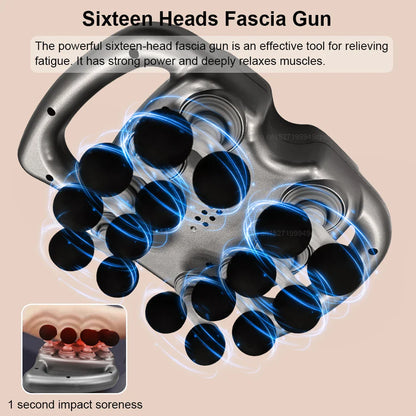 Fascia Gun Muscle Massager | 16-Head High Frequency Neck, Shoulder & Waist Massage Machine – Professional Fascia Massage Gun