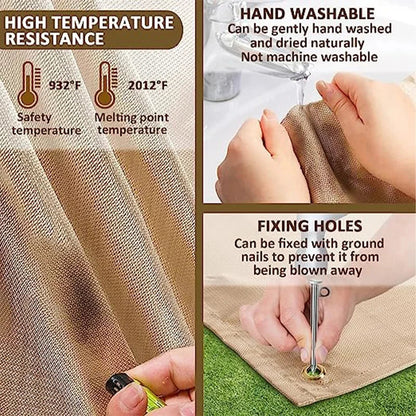 Outdoor Camping & BBQ Fire Protection Mat – High-Temperature Iron Fire Retardant Carpet for Picnic, Barbecue & Indoor Use