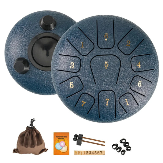 Miwayer 6" Steel Tongue Drum Gift Set — 11-Note Sound Healing Instrument with Tuning Kit for Yoga, Meditation & Anxiety Relief