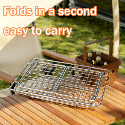 Folding Stainless Steel IGT Basket - 10L Portable Camping Drain Basket & Table Organizer Accessory