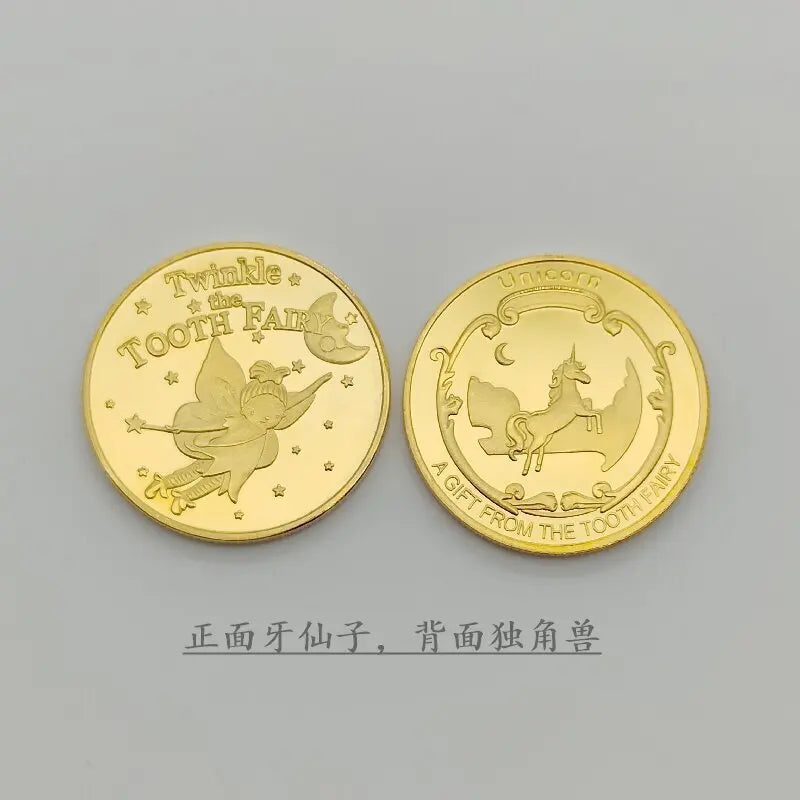 Tooth Fairy Gold Plated Commemorative Coin – Metal Keepsake Gift for Kids Tooth Collection