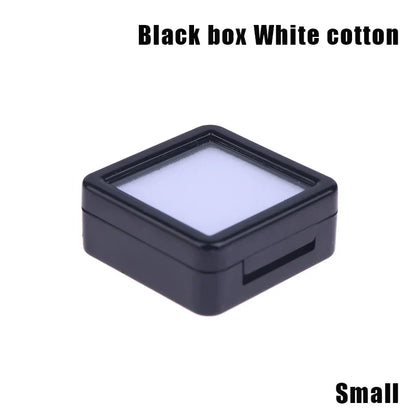 Transparent Glass Lid Gem Storage Box – Jewelry Display Case for Diamonds, Gemstones & Pendants Holder Container