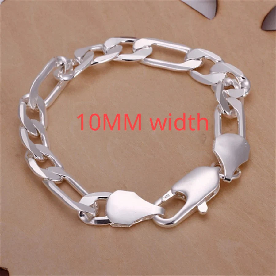 Hot Sale 925 Sterling Silver Solid Chain Bracelet — Charm Fashion Jewelry for Women & Men, Party, Wedding Gift