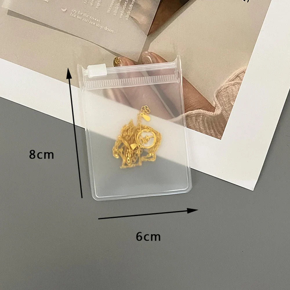 Personalized Transparent EVA Jewelry Zipper Bag – Frosted Plastic Storage Pouch for Ring, Earring, Necklace & Bracelet Packaging