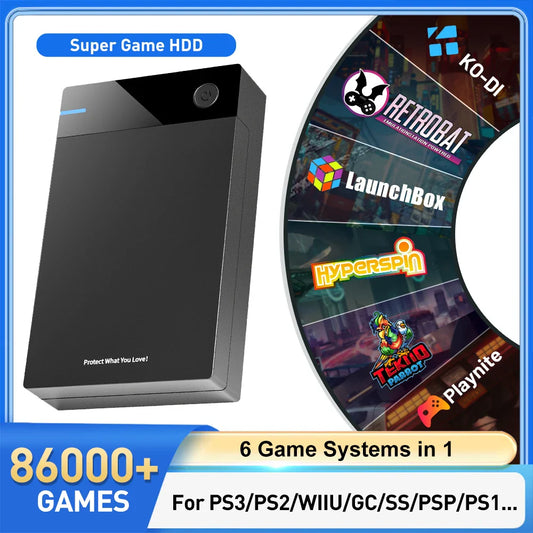 12TB Gaming HDD with 86,000+ Retro Games for PS3/PS2/PS/Wii/WiiU – Hyperspin, Launchbox, Retrobat, Playnite