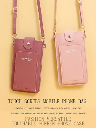 Women's Soft Leather Wallet & Touch Screen Phone Purse – Crossbody Shoulder Bag Handbag