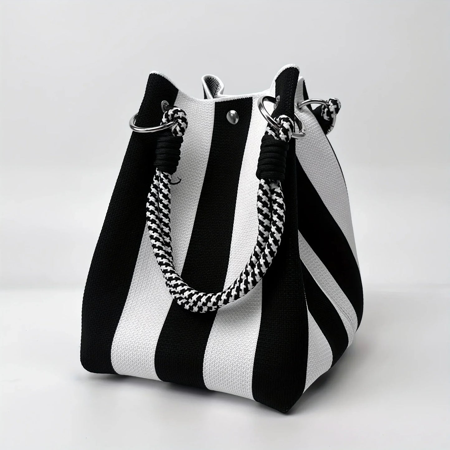 2025 Retro Floral Knitted Handbag – Mixed-Color Tote Bag with Safety Clasp Closure
