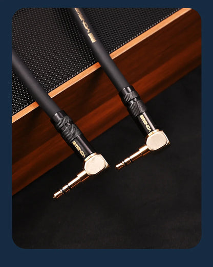 YONGWEI 3.5mm AUX Audio Cable - Straight to Curved Male-to-Male for Car, Mobile Phone, Computer, Speaker and Headset Extension
