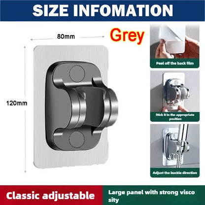 360° Adjustable Shower Head Support – Suction Cup Holder with Plating for Bathroom Wall Mount and Shower Rail
