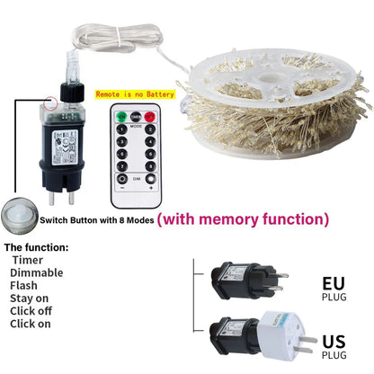 Cluster Firecracker String Lights – 6M-50M LED Fairy Lights for Christmas Tree, Wedding, Party & New Year Decoration