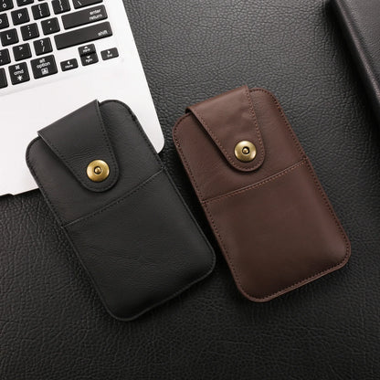 Genuine Cow Leather Phone Pouch – Men’s Waist Bag Holster for iPhone 7 to 16 Pro Max