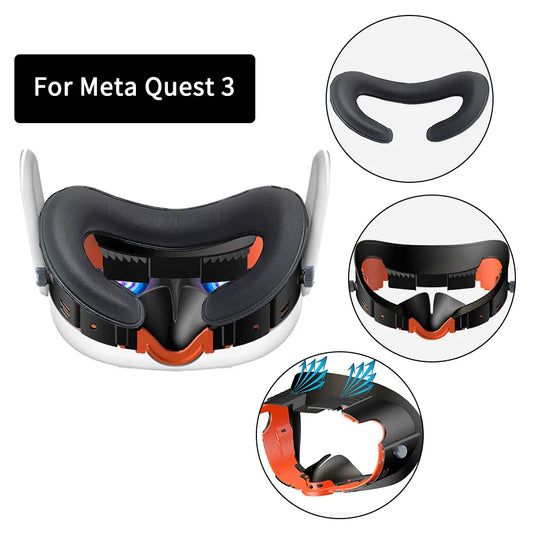 Adjustable PU Leather Facial Replacement Foam Bracket for Meta Quest 3 – Comfortable VR Interface & Face Pad Cushion