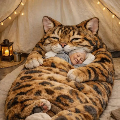 190x80cm Plush Animal Sleeping Bag for Adults – Soft Envelope Slumber Sack with Cat, Frog, Shark & Rabbit Designs for Home & Travel