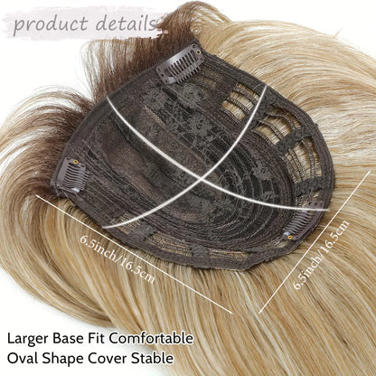 Synthetic Hair Topper with Bangs – Clip-in Hair Extensions for Women, Increase Volume, Cover White Hair & Hairline