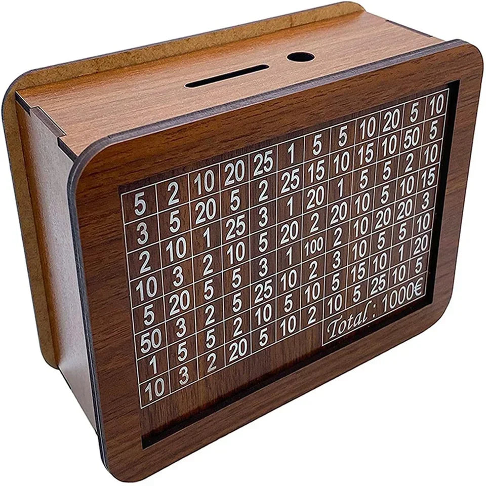 Handmade Natural Wooden Piggy Bank – Decorative Money Box with Savings Counter for Kids & Adults