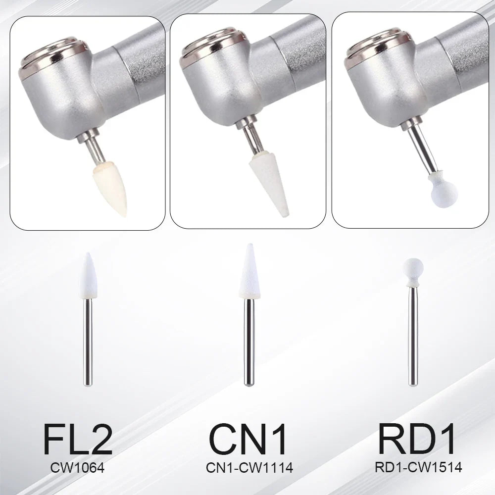 AZDENT White Stone Polishing Burs Kit – Flame, Cone & Round Shapes for Porcelain, Enamel & Composite Resin