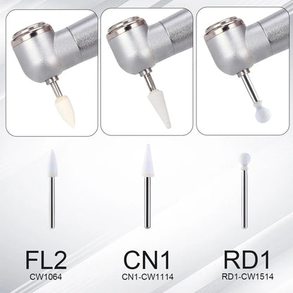 AZDENT White Stone Polishing Burs Kit – Flame, Cone & Round Shapes for Porcelain, Enamel & Composite Resin