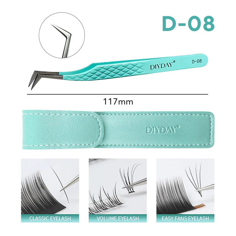DIYDAY Anti-Slip Tweezers — High-Density Fiber Tip for Eyelash Extensions & Eyebrow Precision Beauty Tools