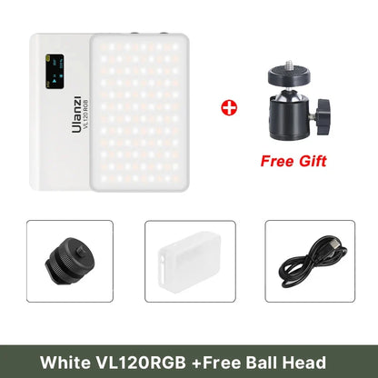 Ulanzi VL120 Full Color RGB Video Light – Dimmable 2500K-9000K LED Photography & Vlog Fill Light for Cameras