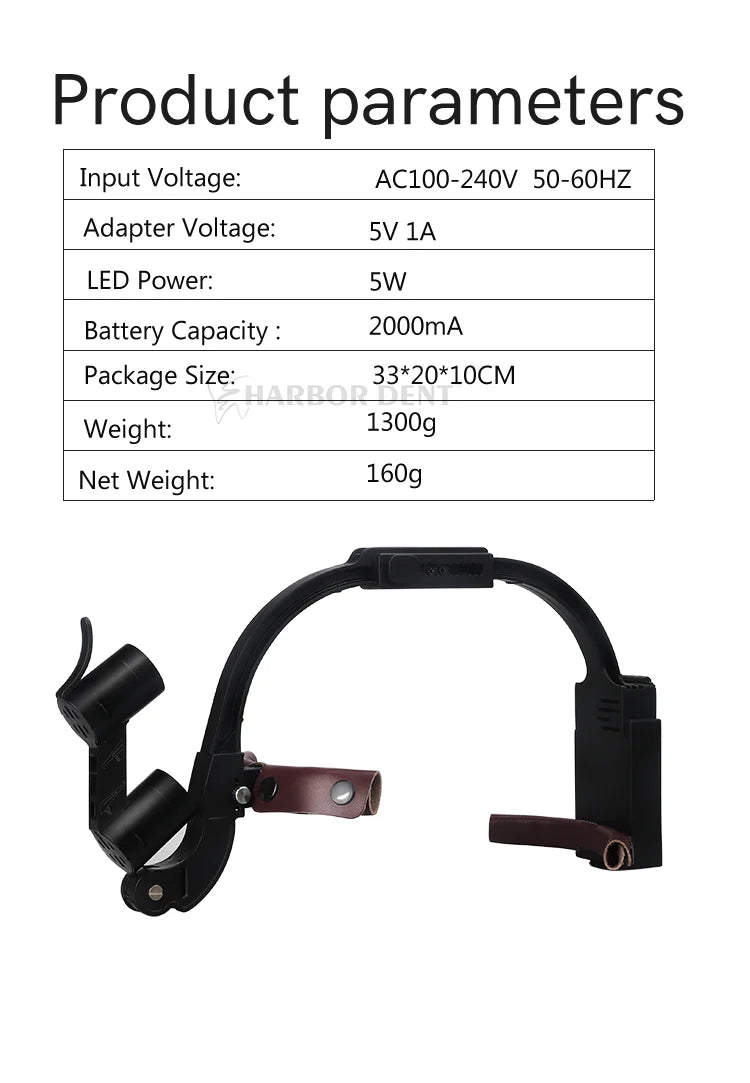 5W Dental LED Headlight – 2.5X/3.5X Magnification Binocular Loupes with 2 Filters for Dentist Surgery