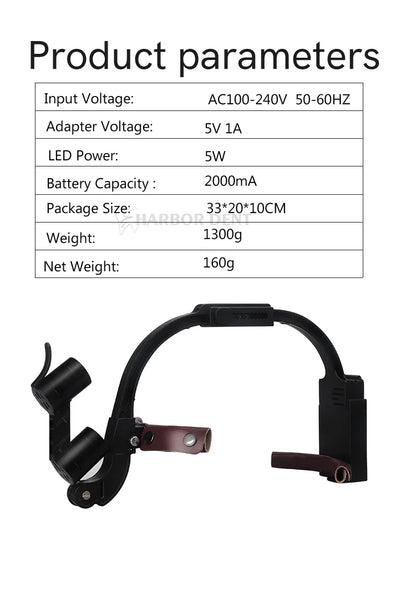 5W Dental LED Headlight – 2.5X/3.5X Magnification Binocular Loupes with 2 Filters for Dentist Surgery
