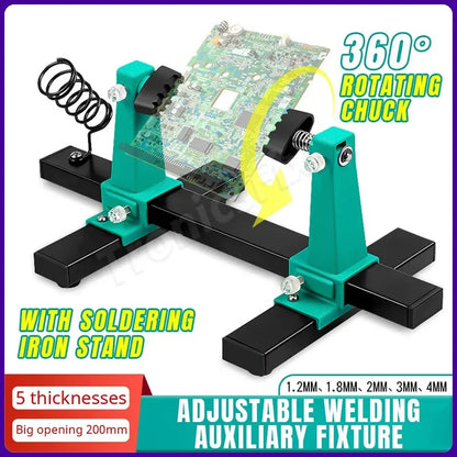 360° Adjustable PCB Holder Stand – Rotating Motherboard Circuit Board Jig Clamp for Soldering & Repair Assembly Tool