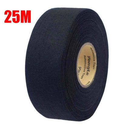 25M Adhesive Cloth Fabric Tape for Car Wiring Harness - Black Cable Looms for Auto Wiring